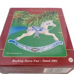 Carlton Cards Heirloom Blue Rocking Horse Fun 2002 Christmas Tree Ornament